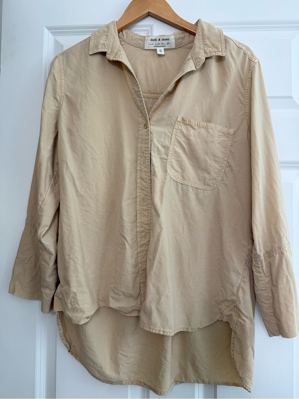 Anthropologie Beige/Tan Casual Button-Down Shirt